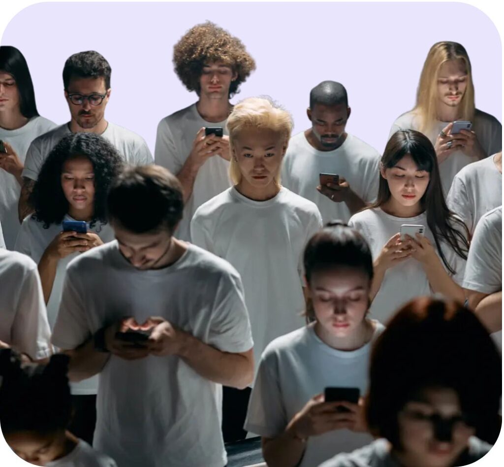 Multi national audience searching on google at their mobile phones.