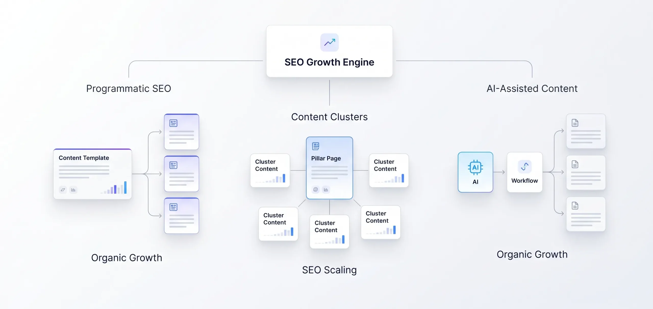 Scalable SaaS SEO framework using programmatic SEO, content clusters, and AI-assisted content
